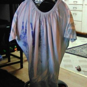 White and blue flowered Cotten Top